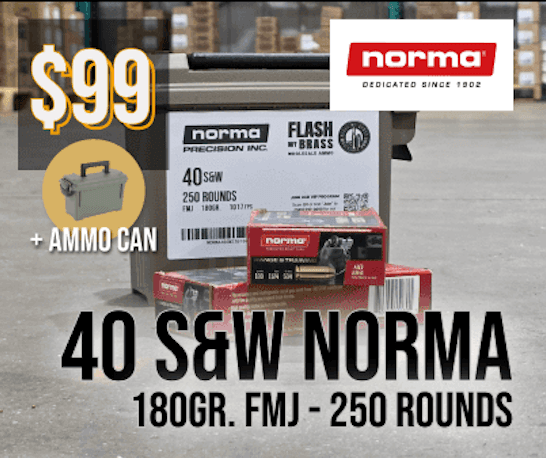 40 S&W Norma FMJ with ammo can