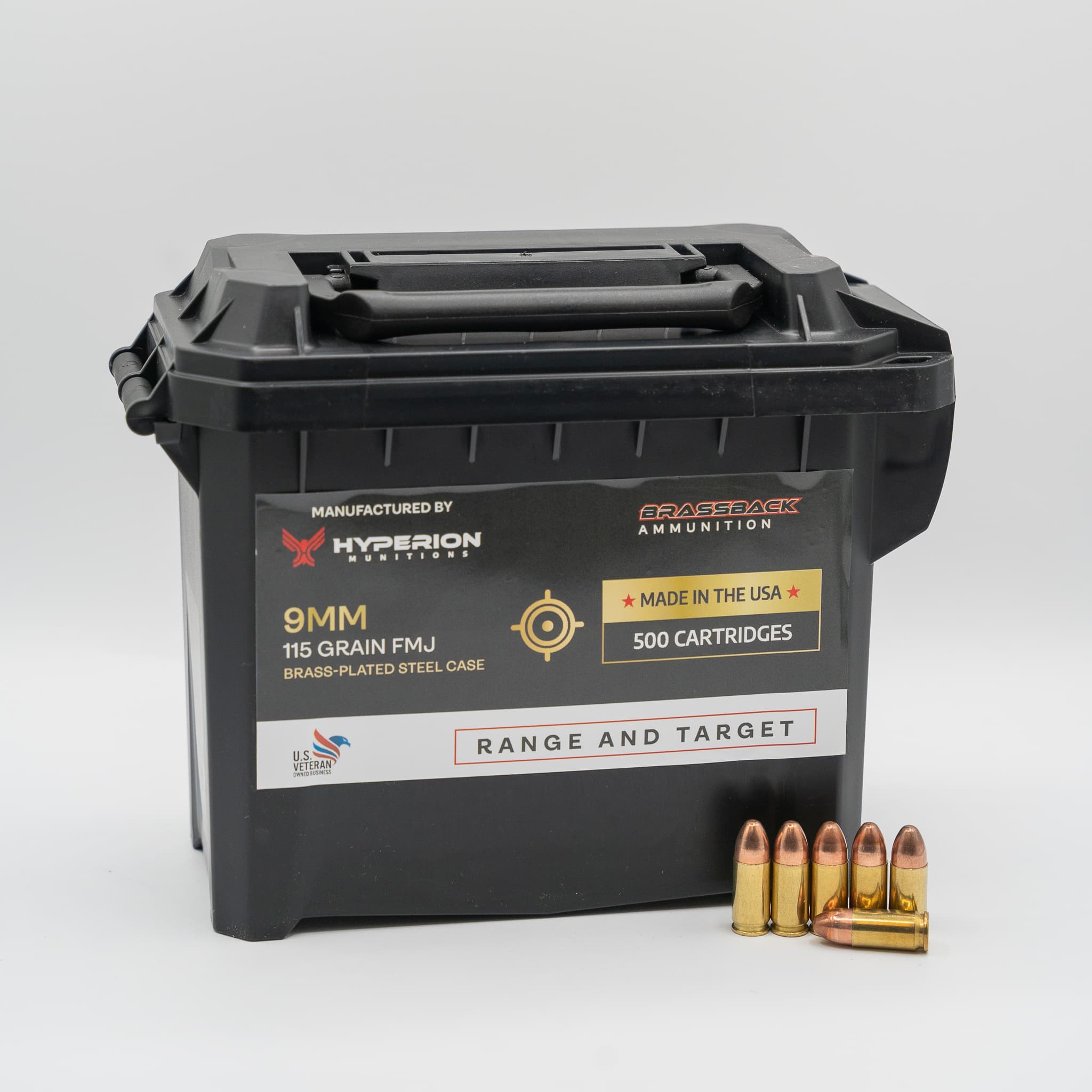 Hyperion 9mm 115 grain FMJ — 500 cartridges
