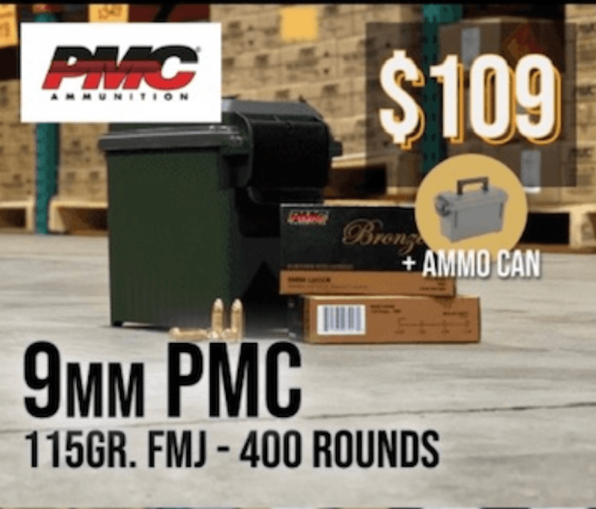 9mm PMC 115gr FMJ 400 rounds with ammo can